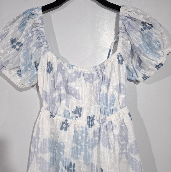 SABO SKIRT Amanda Mini Dress Size L US 8 100% Cotton With Eyelet Floral Babydoll - Picture 4 of 16